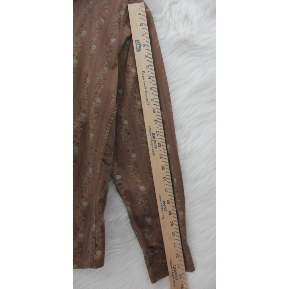 Bit & Bridle Women's XL Brown Button Equestrian Western Cowboy Floral Cotton Bld - Picture 4 of 12